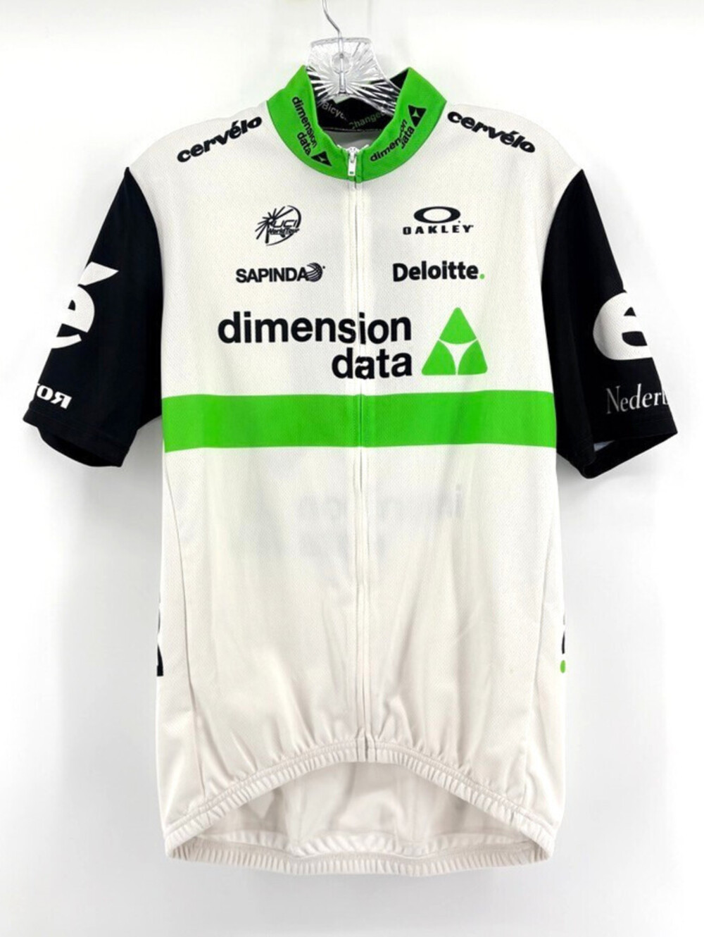 Oakley Cycling Dimension Data Cervelo Jersey Full Zip Pockets White Adult Sz 5